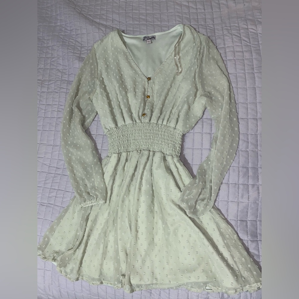 J for Justify Sage colored dress with long sleeves